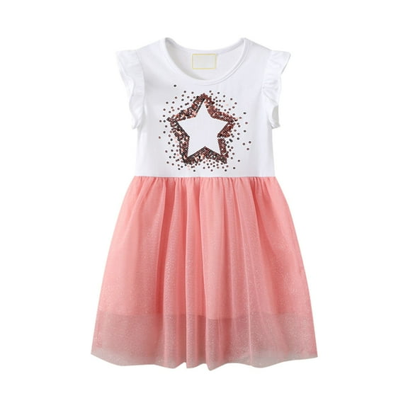 Toddler Girls Dress Summer Children'S Clothing Star Pattern Knitted Dresses For Girls Size 6T