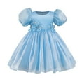 thumbnail image 1 of Toddler Girls Dress Tulle Princess Party Kids Dress Sequin Ribbed Knit Bodice Pufffy Birthday Little Girls Festive Dresses Blue 2-3 Years, 1 of 3