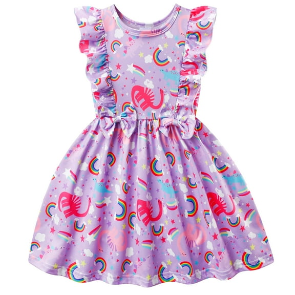 Toddler Girls Dresses Casual Dinosaur Flutter Sleeve Dress 18-24M