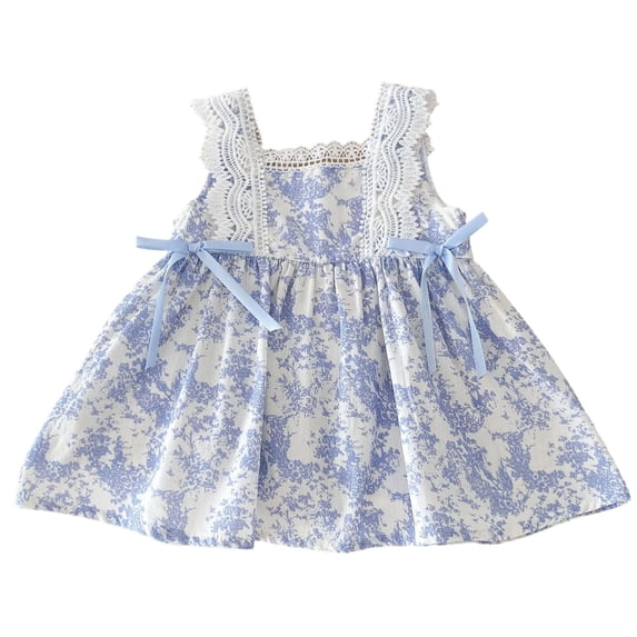Toddler Girls' Dresses Casual Lace Sleeveless Baby Kids Everyday Wear Girls Floral Dress Size 4-5T