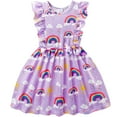 thumbnail image 1 of Toddler Girls Dresses Casual Rainbow Flutter Sleeve Dress 4-5T, 1 of 5