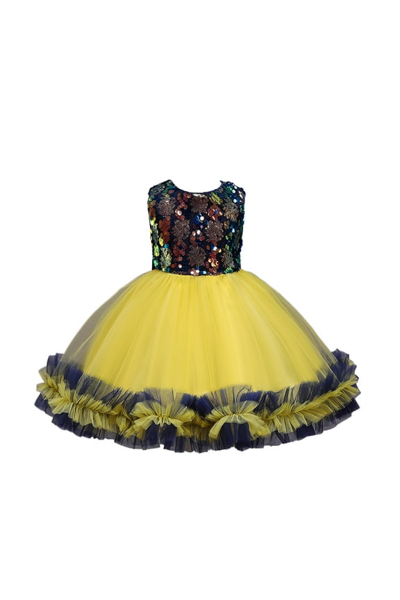 Toddler Girls Dresses Flutter Sleeve Kids Children Baby Spring Summer Sleevel Tulle Sequins Glitter Performance Dress A-Line Casual Sundress for 2-3 Years