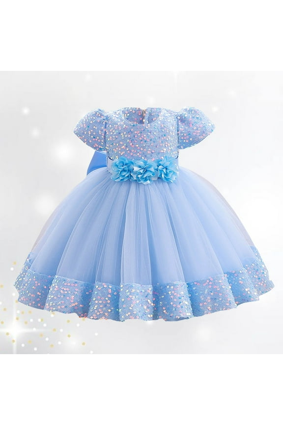 Toddler Girls Dresses Girls Formal Dress Blue Girls Dress Girl Princess Dress Easter Dresses for Girls 3-4 Years