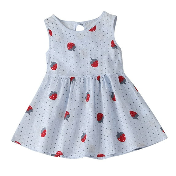 Toddler Girls' Dresses Kids Baby Cartoon Strawberry Princess Dresses Summer Clothes for Girls Size 4-5T