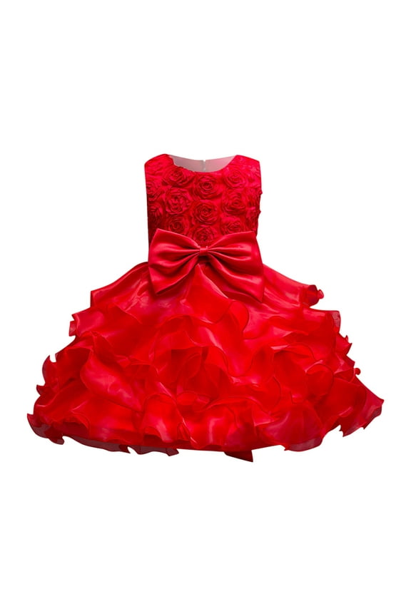 Toddler Girls' Dresses Kids Birthday Long Elegant Sleeveless Mesh Princess Dresses Flower Wedding Clothes for Girls Size 3-4T