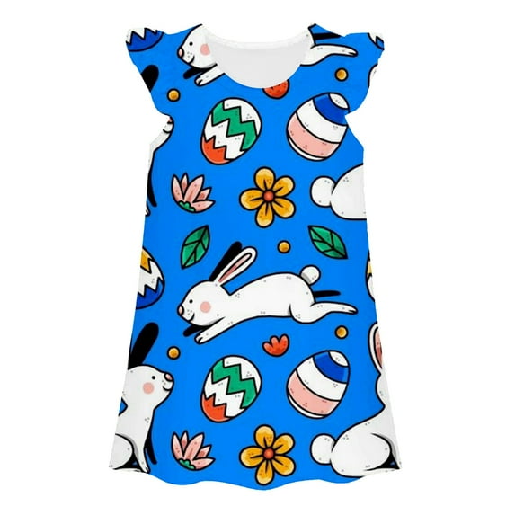 Toddler Girls' Dresses Kids Easter Print Princess Gown Casual Cute Girls Summer Dress