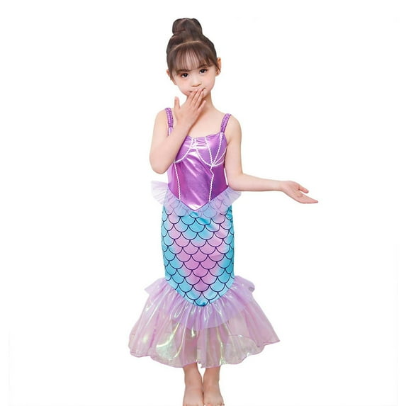 Toddler Girls Dresses Party Dance Easter Dresses Carnival Party Birthday Kids Princess Dress &W15Purple 6-7 Years