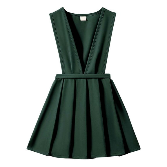 Toddler Girls Dresses School Casual Kids Pinafore Pleated Skirt With Adjustable Straps