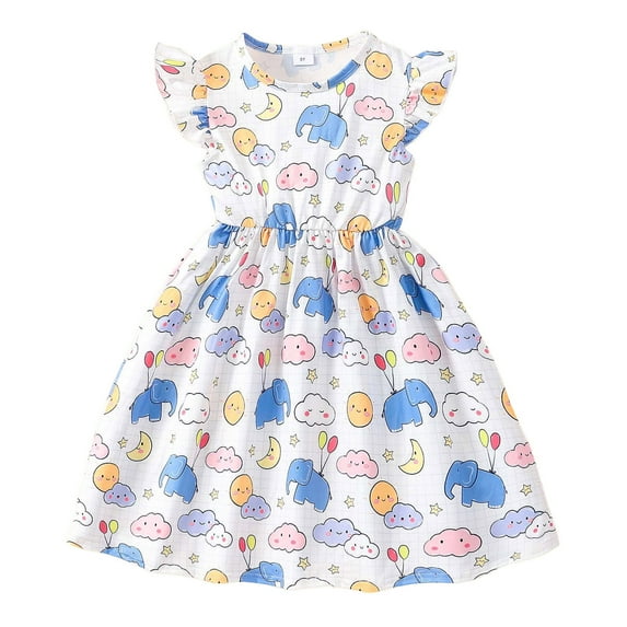 Toddler Girls' Dresses Short Sleeve Cartoon Prints Clothes Dress