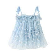 TANGYUANZZZ Toddler Girls Dresses Sleeveless Halter Off The Shoulder Snowflake Sequins Tutu Princess Dresses Baby Girls Casual Daily Wear Dress