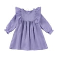 thumbnail image 1 of Toddler Girls Dresses Spring Autumn Solid Color Crewneck Long Sleeve Kids Dress Fall Clothes Size 12-18 Months, 1 of 7