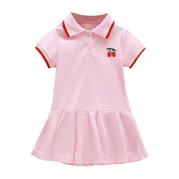 Toddler Girls Dresses Summer Turn-Down Collar Short Sleeve Polo Dress Kids Girl Home School Comfortable Everyday Wear Dresses,1 -2 Years