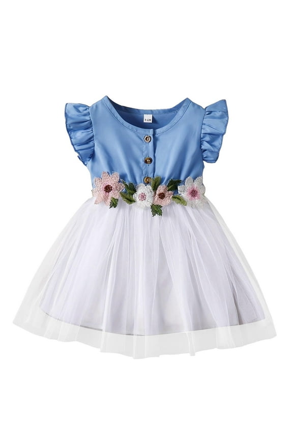 Toddler Girls Dresses Tule Tutu Easter Ribbed Wedding Party Princess Girls Birthday Dress