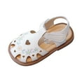 thumbnail image 1 of Toddler Girls Dressy Sandals Fashion Flower Heart Leather Closed Toe Flats Dress Sandals for Little Kids, 1 of 5