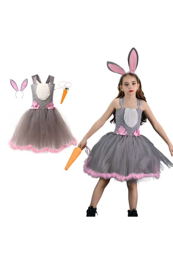 Toddler Girls Easter Sleeveless Tutu Tulle Dresses and Headband Set Dress up Performance Dancewear Girls Clothes Size 2-3 Years