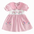 thumbnail image 1 of Toddler Girls Easter Dress Short Sleeve A-Line Dresses with Bunny Embroidery Baby Girls Easter Casual Clothes, 1 of 6