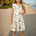 thumbnail image 1 of Toddler Girls Easter Midi Dress Summer Ruffle Sleeve Funny Rabbit Graphic A Line Dress Outfit For Kids Multicolor 11-12 Years, 1 of 7