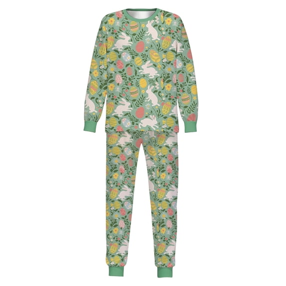 Toddler Girls Easter Pajamas Crewneck Soft Comfort Long Sleeve Top Pants Bunny Printed Pajamas Set 3-4 Years Pajamas Girls