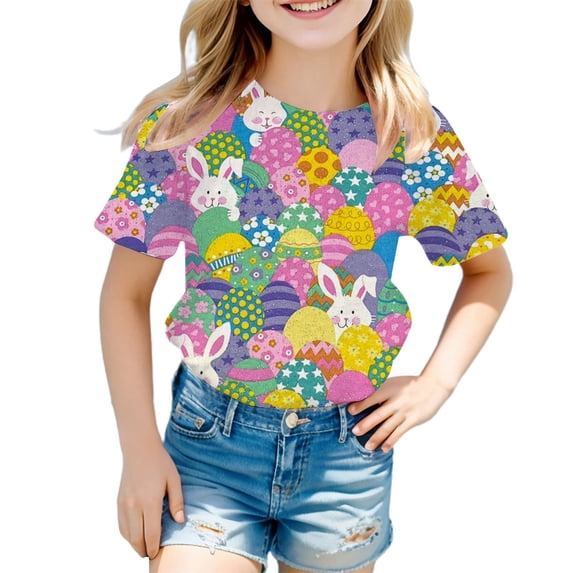 Toddler Girls Easter Shirt 3d Prints Short Sleeve T Shirt Top Funny Easter Day Summer Tops Kids Summer Clothing