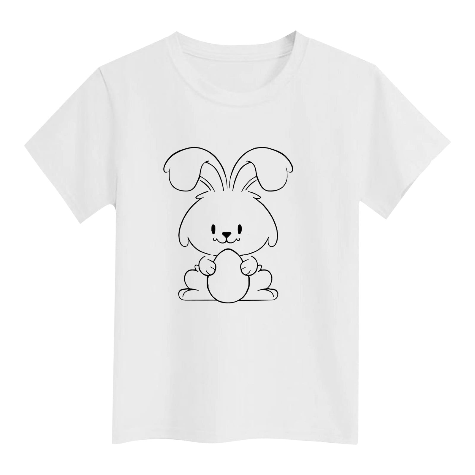 Toddler Girls Easter T-Shirt Cute Bunny & Diy Graphic Print Short ...