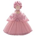 thumbnail image 1 of Toddler Girls Embroidery Flower Birthday Dress with Cape Hat Wedding Princess Tutu Gown, 1 of 6