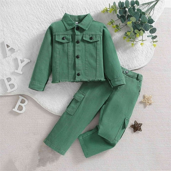 Toddler Girls Fall Denim Clothes Set Fashion Long Sleeve Jacket Long Pants Active Casual Wear for Teen Girls