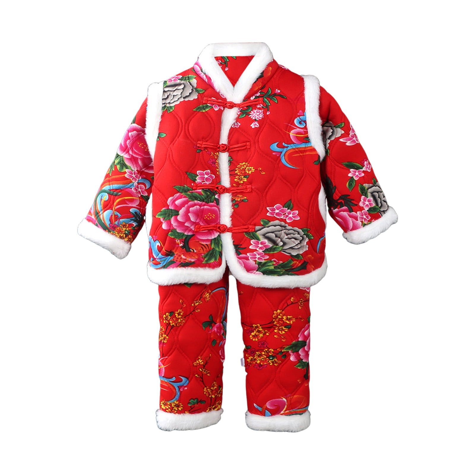 Toddler Girls Fall Outfits Boys Winter Chinese Thickened New Year's Top