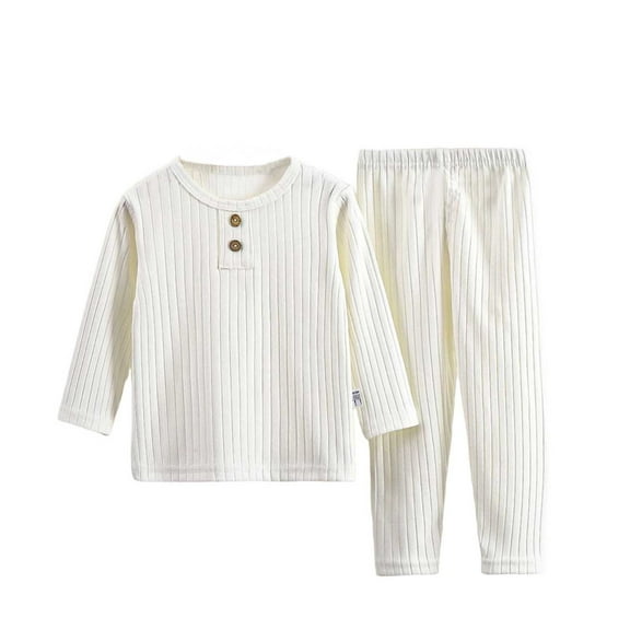 Toddler Girls Fall Winter Pants Set Baby Children's Winter Solid Striped Home Clothes Suit New Casual Matching Sets White 130