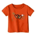 thumbnail image 1 of Toddler Girls Fashion Casual Print Crewneck Loose Short Sleeve T Shirt Top for Kids Size 1-2T Orange, 1 of 4