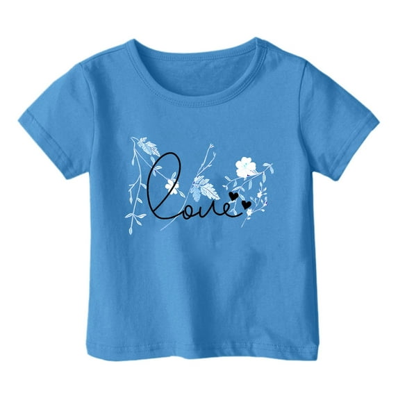 Toddler Girls Fashion Casual Print Crewneck Loose Short Sleeve T Shirt Top for Kids Size 3-4T