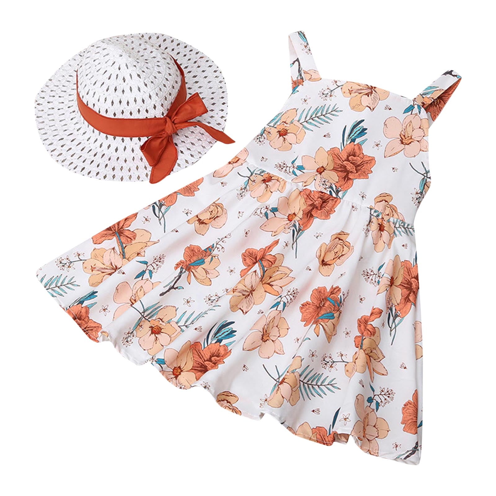 Toddler Girls Fashion Summer Flower Dress Babys Kids Tutu Dress With