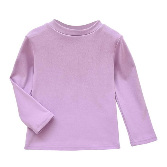 Toddler Girls Fashion Tops Girls Thermal Shirt Purple Long Sleeve T-Shirts Girls Basic Crewneck Tops Fall Winter Clothes Tshirt for Girls 2-3 Years
