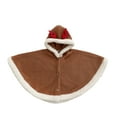 thumbnail image 1 of Toddler Girls Festive Hooded Cape Poncho Coat Winter Snowsuit Carseat Jacket Outerwear Outfit(Brown,12-18 Months), 1 of 3
