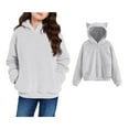 thumbnail image 1 of Toddler Girls Hoodie Long Sleeve Grey Sweatshirt Kids Casual Pullover with Pockets Girls Clothes 3-4 Years, 1 of 5