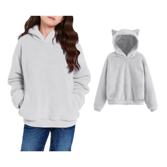 Toddler Girls Hoodie Long Sleeve Grey Sweatshirt Kids Casual Pullover with Pockets Girls Clothes 3-4 Years