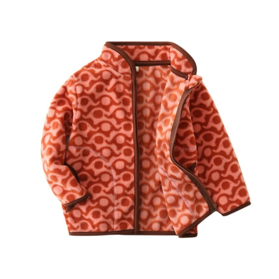 Toddler Girls Fleece Jacket Full Zip Cozy She𝐫pa Faux 𝐅u𝐫 Coat with Hood Winter Kids Warm Print Windproof Outerwear
