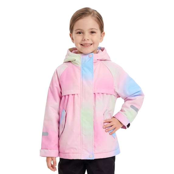 Toddler Girls Fleece Lined Hooded Jacket A Line Coat with Raglan Sleeves for School Outdoor Wear