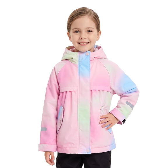 Toddler Girls Fleece Lined Hooded Jacket A Line Coat with Raglan Sleeves for School Outdoor Wear