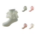 thumbnail image 1 of Toddler Girls Floor Socks with Double Lace Trim, Ripple Cuffs, and Big Ruffle Accents â Soft Cotton Socks for & Kids, 1 of 4