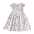 thumbnail image 1 of Toddler Girls Floral Dress Ruffle Fly-sleeves Summer Casual Cute Dress 3 4 5 6 7 8 9 10 Years Old Girl Outfit (9 Years, Purple), 1 of 3
