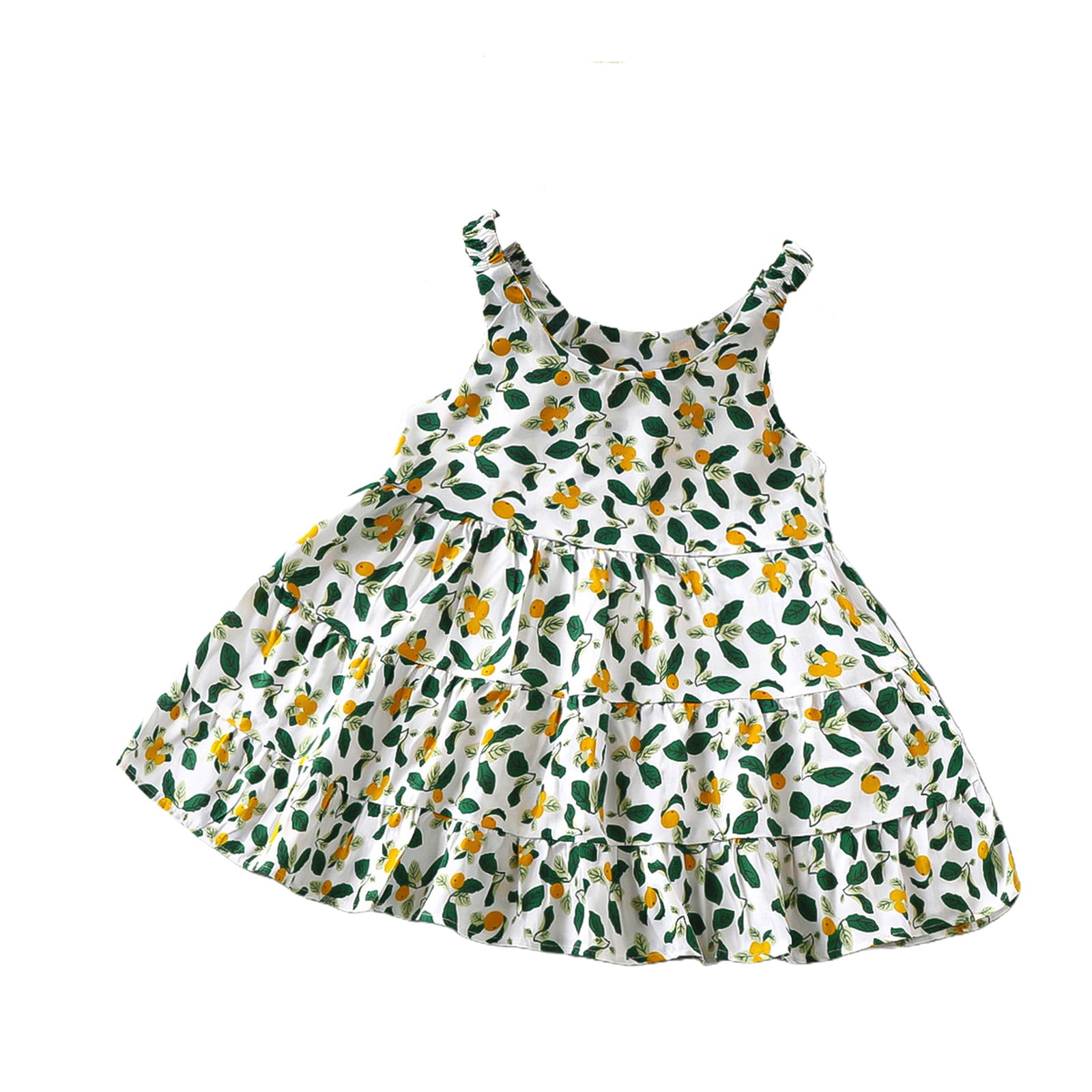 Toddler Girls Floral Dress Summer Sleeveless Cute Dresses Elastic Strap Going Out Dresses, Green, 1 Years