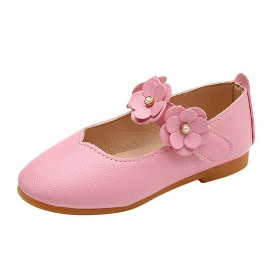 Toddler Girls Flower Shoes Infant Baby Non Slip Dress Shoes Lightweight Soft Rubber Low Heel Princess Shoes Cute Closed Toe Sandals Pinks 18-24 Months