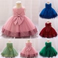 thumbnail image 1 of Toddler Girls Formal Dress Tulle Sequin Lace Puffy Princess Skirt Catwalk Gown Red 9 M-12 M, 1 of 4