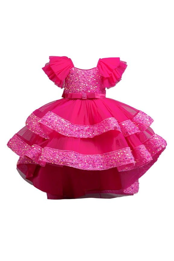 Toddler Girls Formal Dress With Skirt Detachable Train Girl Pageant Party Wedding Recital Clothes