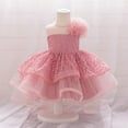 thumbnail image 1 of Toddler Girls Formal Prom Dresses 6M-3Y Elegant Sleeveless Crewneck Layered-Tulle Floral High Waisted Solid A-Line Birthday Party Dress, 1 of 8