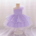 thumbnail image 1 of Toddler Girls Formal Prom Dresses 6M-3Y Elegant Sleeveless Crewneck Layered-Tulle Floral High Waisted Solid A-Line Birthday Party Dress, 1 of 8