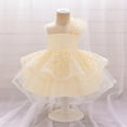 thumbnail image 1 of Toddler Girls Formal Prom Dresses 6M-3Y Elegant Sleeveless Crewneck Layered-Tulle Floral High Waisted Solid A-Line Birthday Party Dress, 1 of 8