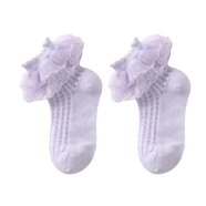 Girls Ruffle Knee High Socks - 2 Pair Pack Cotton Dress Socks