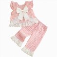 thumbnail image 1 of Toddler Girls Gingham Sleeveless Pajama Set,Large Bow Detail Ruffled Loungewear 18-24 Months, 1 of 8