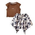 thumbnail image 1 of Toddler Girls Girls Summer Clothes Set - Cotton Plain Short Sleeve T-Shirt Tops + Shorts Cute Unisex Outfits Set 6-12 Months 12-24 Months 2t 3t 4t 5t 6t 7t Children,Cartoon 5-6 Years, 1 of 5